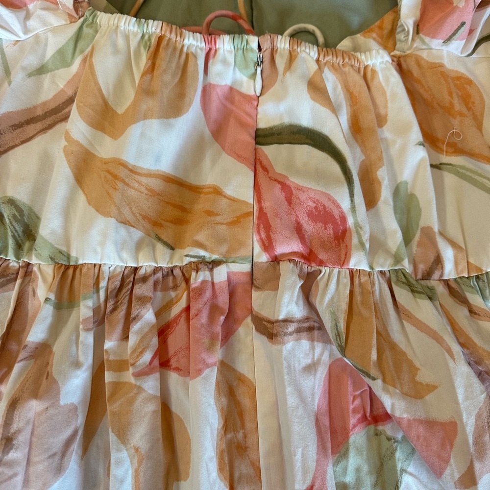 Abercrombie & Fitch Floral Puff-Sleeve Mini Dress in White, Pink, Orange, Green - Picture 4 of 7
